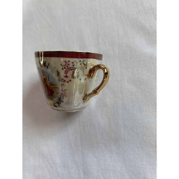 Vintage China Tea Set & Sugar Bowl, Set for Six, Gold Trim, Cups, Saucers - Picture 5 of 12